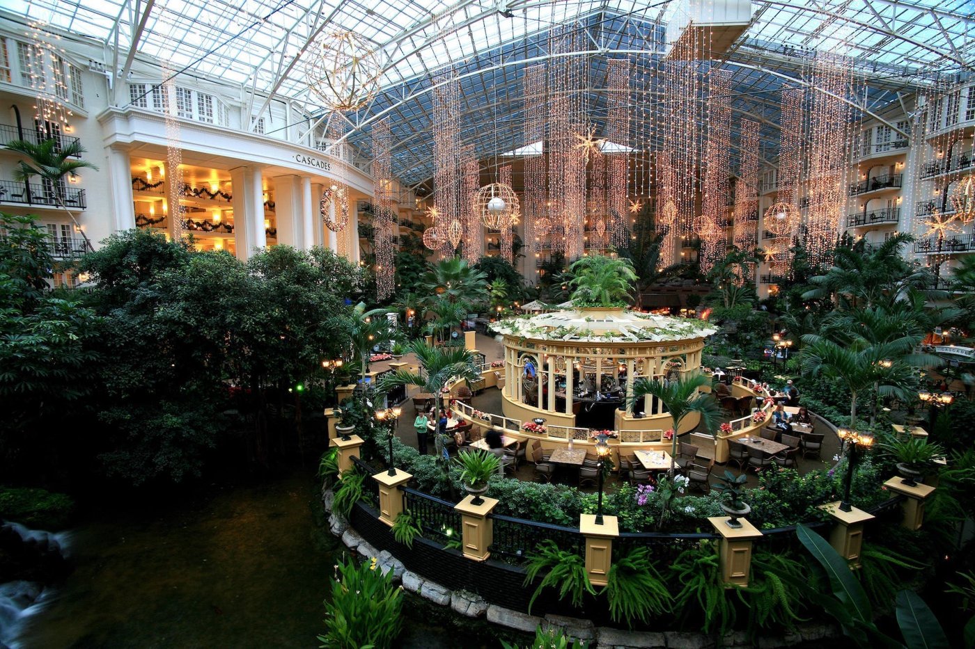 Lush indoor atrium and gardens at Gaylord Opryland